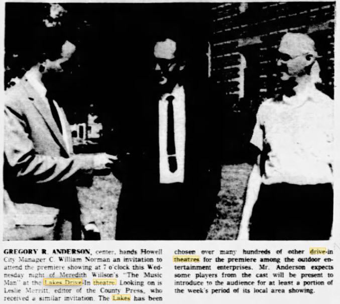 Lakes Drive-In Theatre - 29 Aug 1962 Article (newer photo)